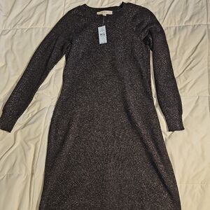 Loft party dress. Black with shiny gold. XxsP short length.